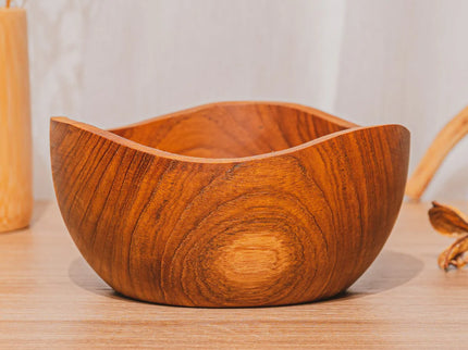 Wavy Teak Wood Bowl