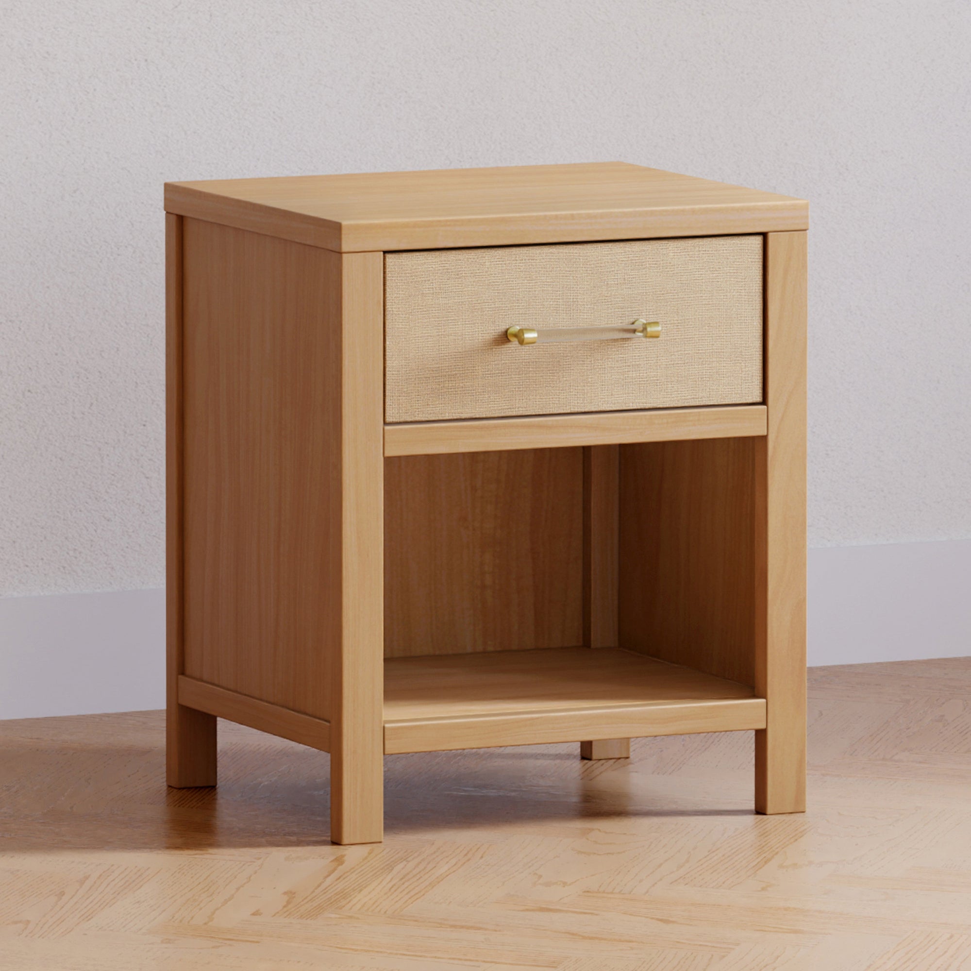 M24860HYPSEW,Namesake,Eloise Nightstand Assembled in Honey & Performance Sand Eco-Weave