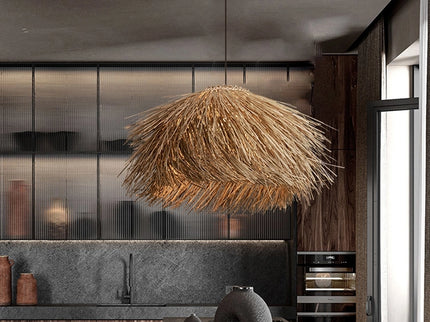 Solari Japanese-style Straw Rattan Chandelier