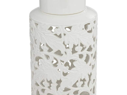 Angelique 12" High White Ceramic Jar with Lid