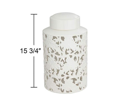Angelique 15 3/4" High White Ceramic Jar with Lid