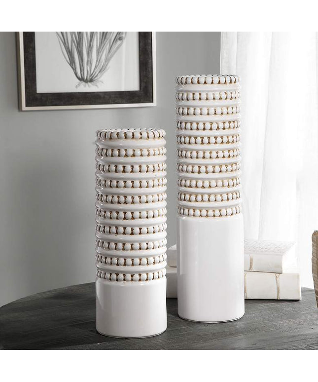 Angelou White Ceramic Vase Set of 2
