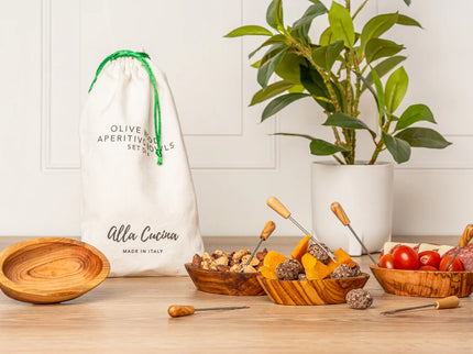 Italian Olivewood Aperitivo Bowls - Set of 4