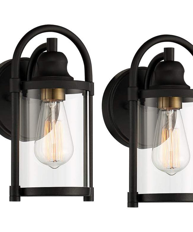 Avani 10 1/4" High Black and Brass Wall Sconce Set of 2