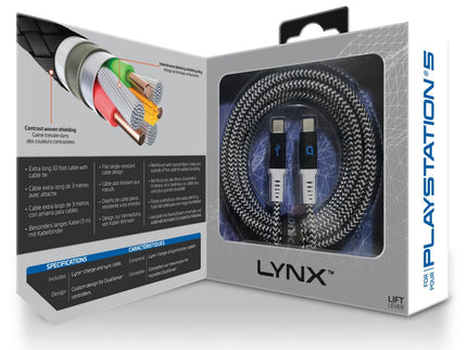 bionik Lynx USB-C Charging Cable for PlayStation 5 10-ft
