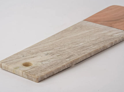 Marble and Acacia Wood Long Charcuterie Board - Tan