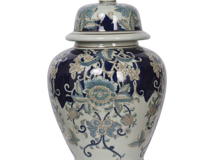 Bryn 16 1/2" High Blue and White Ginger Jar with Lid