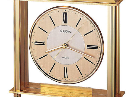 Bulova Grand Prix Brass 8" Wide Table Clock
