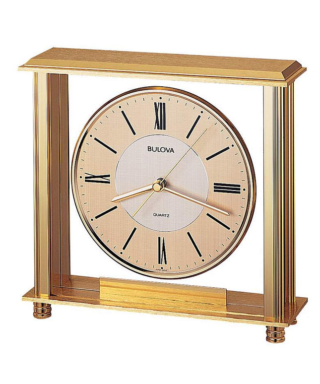 Bulova Grand Prix Brass 8" Wide Table Clock