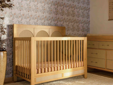 M24801HYPSEW,Namesake,Eloise 4-in-1 Convertible Crib in Honey & Performance Sand Eco-Weave