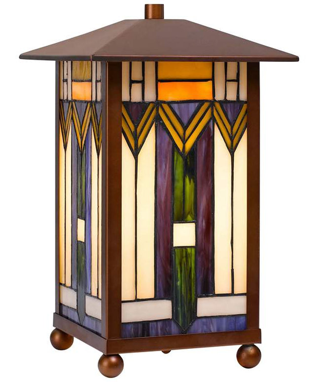 Cal Lighting 14" Bronze Tiffany-Style Mission Accent Table Lamp