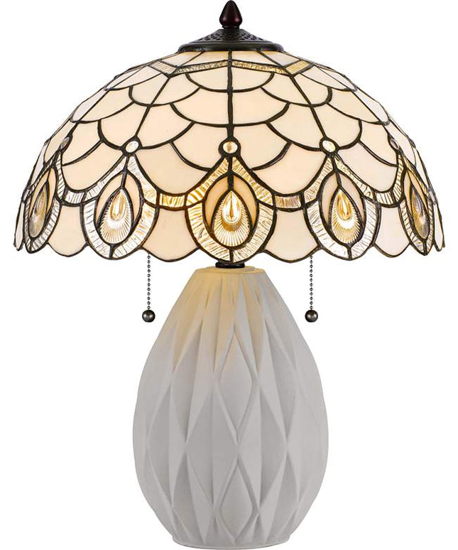 Cal Lighting 20 1/4" High Cream Tiffany Style Glass Shade Table Lamp