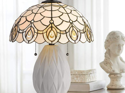 Cal Lighting 20 1/4" High Cream Tiffany Style Glass Shade Table Lamp