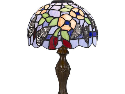 Cal Lighting Butterfly and Flower 14" High Tiffany-Style Accent Lamp