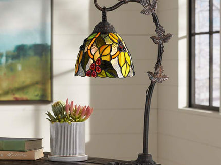 Cal Lighting Cotulla 24" Vine and Leaf Tiffany-Style Glass Desk Lamp