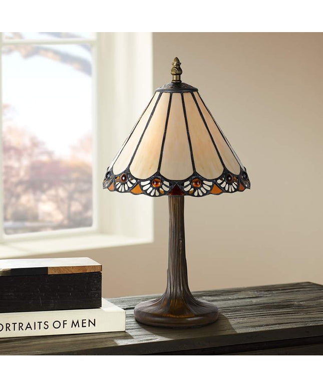 Cal Lighting Flower Petal 13 1/2" High Tiffany-Style Accent Table Lamp