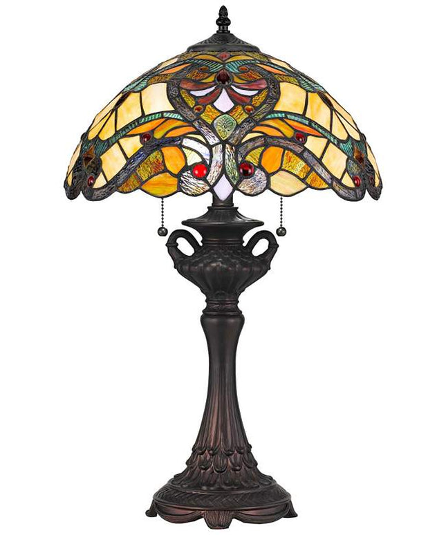Cal Lighting Markham 25" Bronze and Tiffany-Style Glass Table Lamp