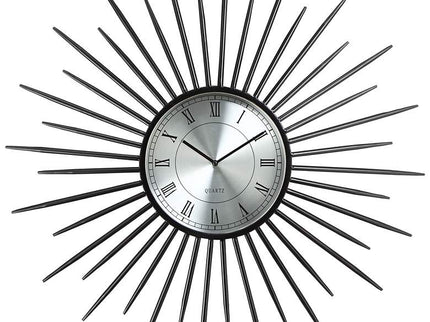 Castallia Black 28" Round Metal Sunburst Wall Clock