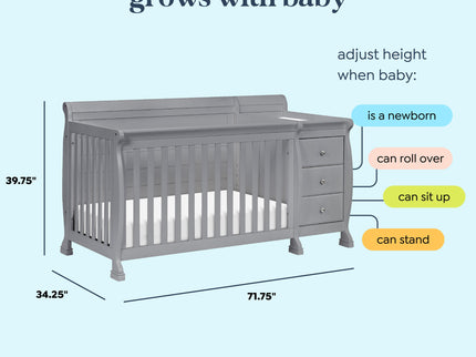 M5582G,DaVinci,Kalani 4-in-1 Convertible Crib & Changer in Grey