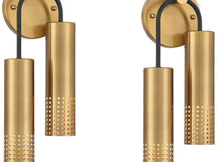 Celine 16" High Warm Gold 2-Light Wall Sconce Set of 2