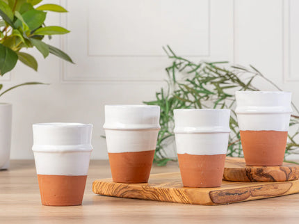 Moroccan Beldi Ceramic Cups White - Set of 4
