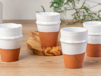 Moroccan Beldi Ceramic Cups White - Set of 4
