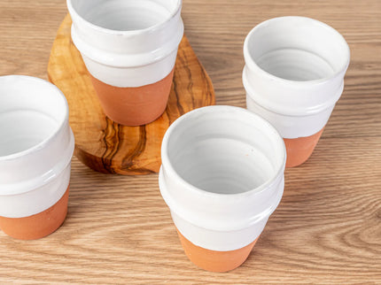 Moroccan Beldi Ceramic Cups White - Set of 4