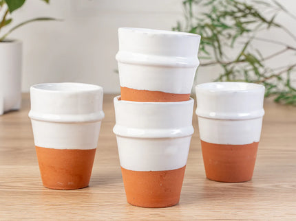 Moroccan Beldi Ceramic Cups White - Set of 4