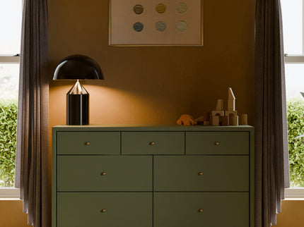 M15916OL,Palma 7-Drawer Double Dresser  Assembled in Olive