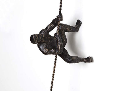 Climbing Man 42" High Bronze Metal Wall Sculpture