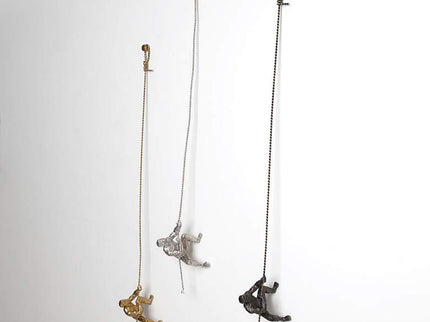 Climbing Man 42" High Bronze Metal Wall Sculpture