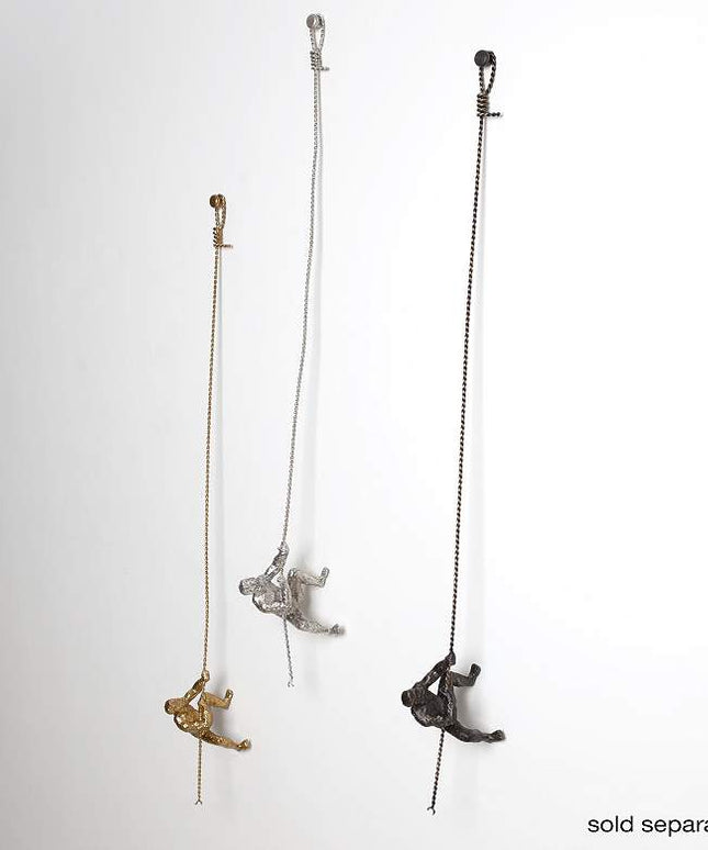 Climbing Man 42" High Bronze Metal Wall Sculpture