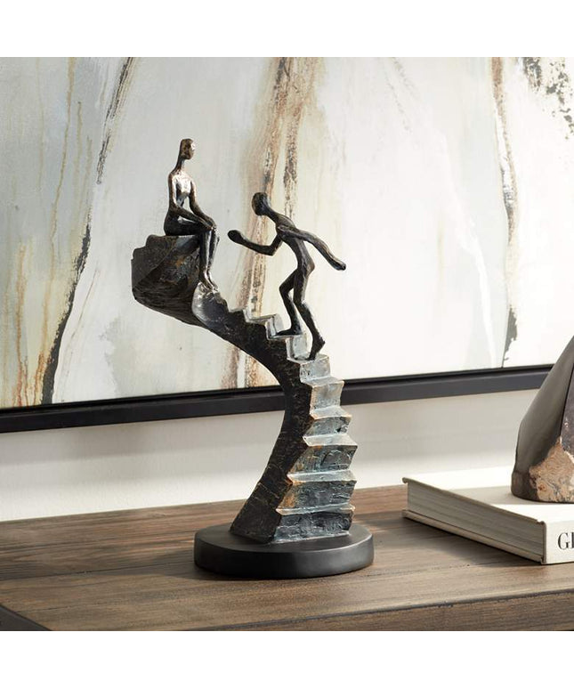 Climbing Stairs 13 3/4" High Bronze Sculpture