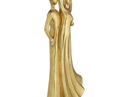 Couple Heart 12" High Shiny Gold Statue