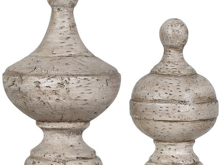 Crestview Collection Antique White Post Finials Set of 2