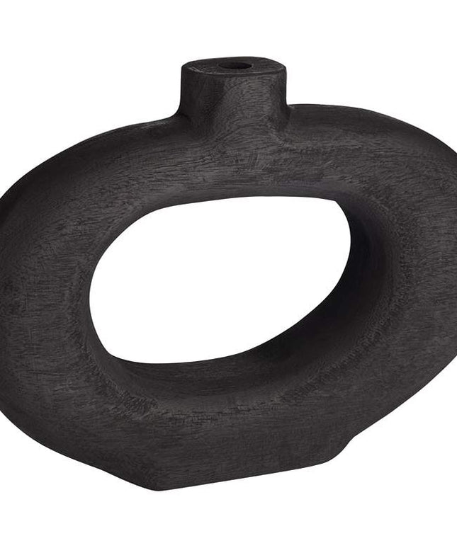 Dahlia Studios Amaranth 12 1/4" Matte Black Wood Decorative Round Vase