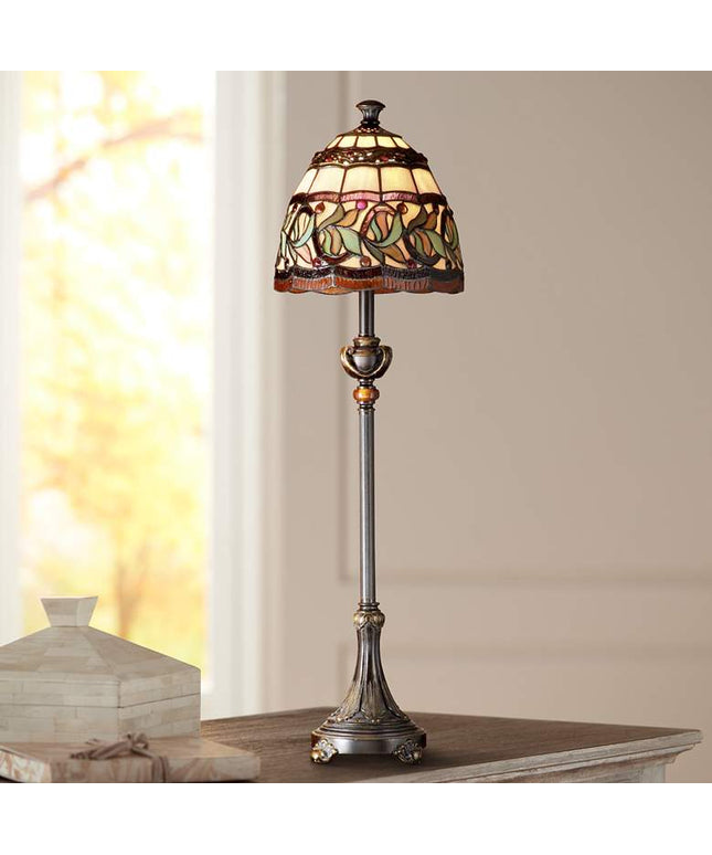 Dale Tiffany Aldridge 30" High Mission Art Glass Buffet Table Lamp