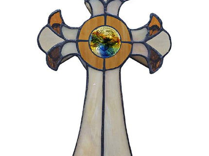 Dale Tiffany Cross 9" High Amber Art Glass Tiffany-Style Accent Lamp