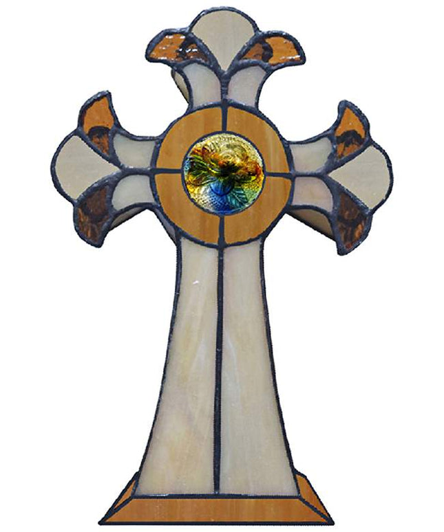 Dale Tiffany Cross 9" High Amber Art Glass Tiffany-Style Accent Lamp