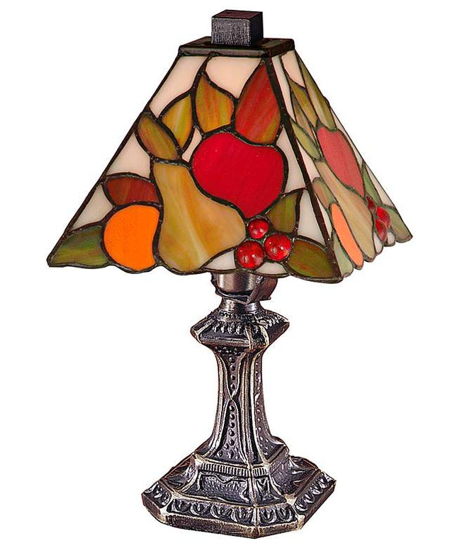 Dale Tiffany Fruit 11"H Antique Brass Art Glass Table Lamp