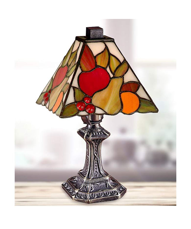 Dale Tiffany Fruit 11"H Antique Brass Art Glass Table Lamp
