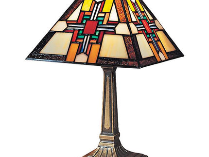 Dale Tiffany Morning Star 15" Antique Bronze Mission Glass Accent Lamp