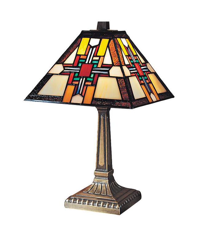 Dale Tiffany Morning Star 15" Antique Bronze Mission Glass Accent Lamp