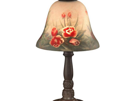 Dale Tiffany Rose Bell 15" High Hand-Painted Art Glass Accent Lamp