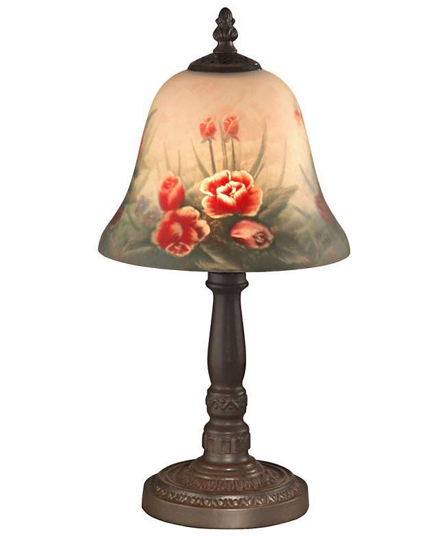 Dale Tiffany Rose Bell 15" High Hand-Painted Art Glass Accent Lamp