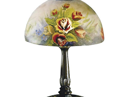 Dale Tiffany Rose Dome 16" High Hand-Painted Art Glass Table Lamp