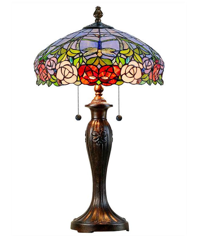 Dale Tiffany Zenia Fieldstone Rose Art Glass Table Lamp