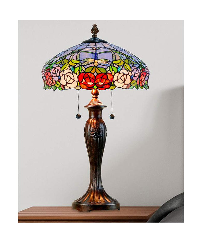 Dale Tiffany Zenia Fieldstone Rose Art Glass Table Lamp