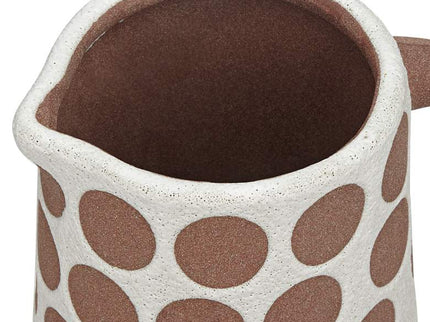 Dara 11 3/4"H Matte White Brown Decorative Vase with Handle