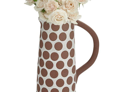 Dara 11 3/4"H Matte White Brown Decorative Vase with Handle